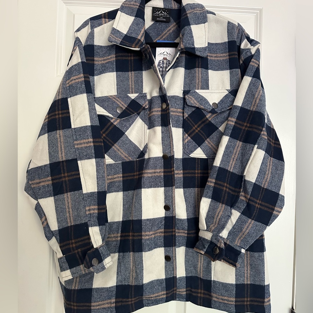 HFX Women’s Plaid Flannel Snap Front Size Large